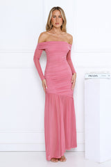 Pretty Allure Off Shoulder Maxi Dress Rose