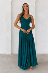 Frosted Bloom Maxi Dress Green