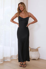 It's Giving Style Satin Maxi Dress Black
