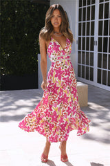 Beach Sunsets Midi Dress Fuchsia