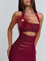 Lunabelle Burgundy Midi Dress