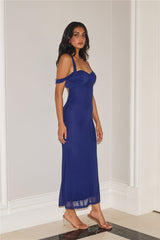 Fashionista Feels Halter Mesh Maxi Dress Navy