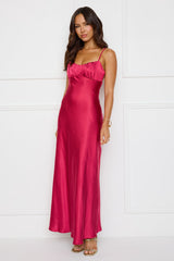 Empire Chic Satin Maxi Dress Burgundy