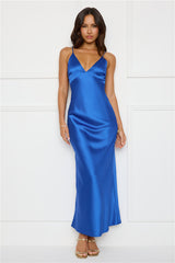 Chic 'Fit Slip Satin Maxi Dress Cobalt