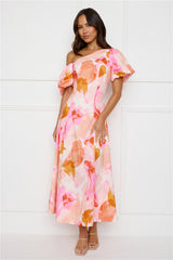 Swan Kiss Off Shoulder Maxi Dress Pink
