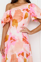 Swan Kiss Off Shoulder Maxi Dress Pink