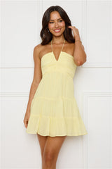 Styled For Sunsets Halter Mini Dress Yellow
