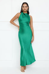 Eden Satin Maxi Dress Green