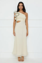 Harbour Dreams One Shoulder Maxi Dress Cream