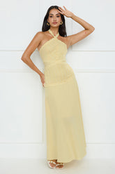 Tropical Honey Halter Maxi Dress Yellow