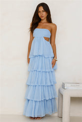 Luxe Mode Strapless Maxi Dress Blue
