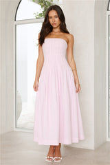 Sunshine Serenity Strapless Midi Dress Pink