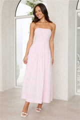 Sunshine Serenity Strapless Midi Dress Pink