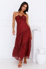 Twilight Night Strapless Maxi Dress Burgundy