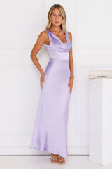 Crystal Luxe Satin Maxi Dress Lilac