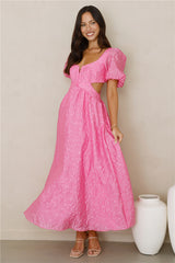 Softly Enchanted Midi Dress Fuchsia