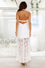 Enchanted Romance Halter Lace Maxi Dress White