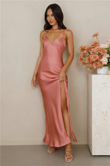 The Sophia Satin Maxi Dress Rose