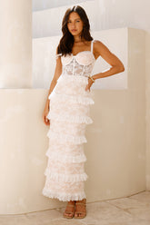 Luxe Mystique Lace Maxi Dress White
