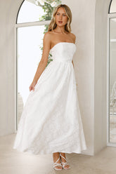 Dancing In Magic Strapless Maxi Dress White