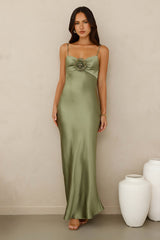 Ultimate Style Satin Maxi Dress Green