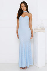 Daring Delight Lace Maxi Dress Blue