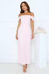Fleur Reverie Off Shoulder Maxi Dress Pink