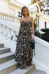 Twirl With Me Strapless Maxi Dress Black