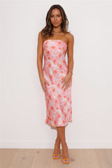 With Friends Satin Midi Dress Pink