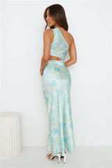Poker Power Satin Maxi Dress Green