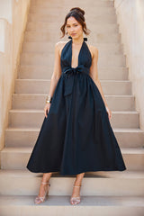Moonlit Reverie Halter Midi Dress Black