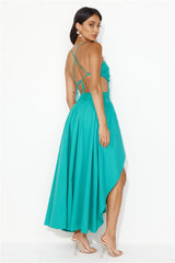 Frolicking Fields Midi Dress Green