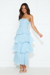 Wedding Adventure Strapless Maxi Dress Blue