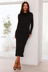 Simple Sophistication Long Sleeve Maxi Dress Black