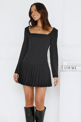 Business Class Long Sleeve Mini Dress Black