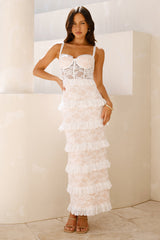 Luxe Mystique Lace Maxi Dress White