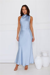 Formal Luxe Satin Maxi Dress Blue