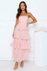 Wedding Adventure Strapless Maxi Dress Pink